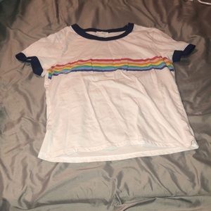 White shirt with rainbow strip
